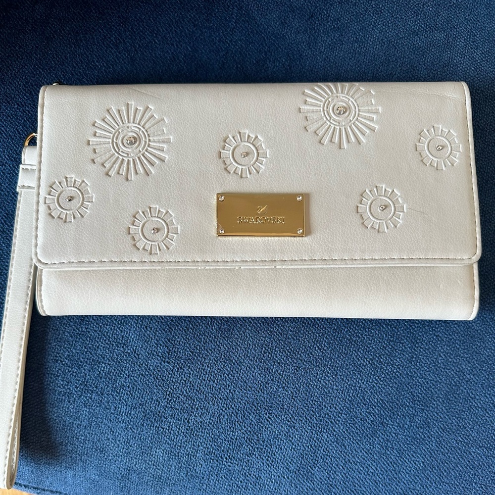 Swarovski Cream Floral Embossed Clutch